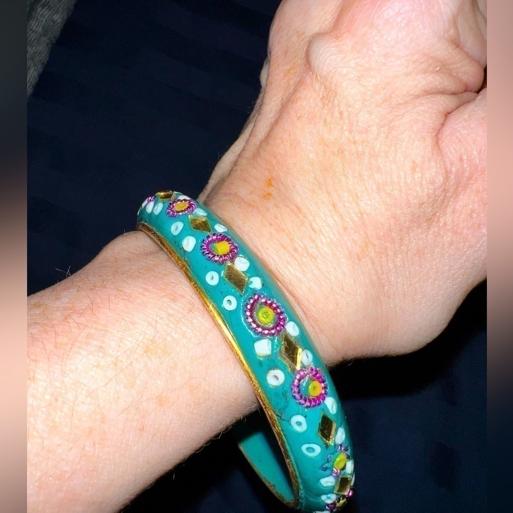 Bangle bracelet with inlaid mirrors, craft fair, cute!